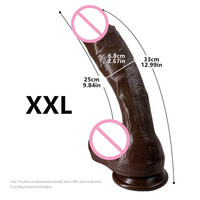 Dildo de Silicona Negro Realista al Tacto con Potente Ventosa, Pene Grande y Grueso para Masturbación Femenina
