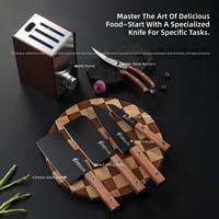 Ensemble de 6 couteaux de cuisine, lames en acier inoxydable 1.4116, revêtement en titane, manches en bois ambidextres, durables, tranchants, à bord droit