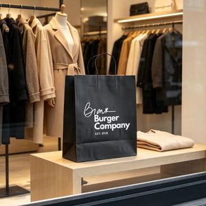 Premium Eco-Friendly Striped <b>Paper</b> <b>Bags</b> with Custom Brand Logo Print for Men's & Women's High-End Apparel - Product Image 2