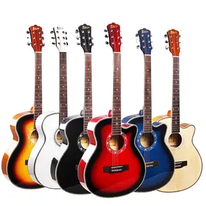 Vente chaude Instruments de musique 40 pouces Tilleul Guitare Acoustique Cutaway D forme corps Personnalisé Chine Guangzhou