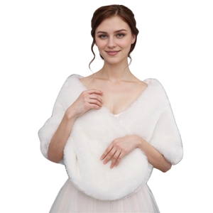 Women Elegant Faux Fur <b>Wedding</b> <b>Shawl</b> Soft Winter Warm Warp Formal Occasions Cloak for Bride Bridesmaids - Product Image 4