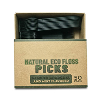 Fil dentaire en bambou biodégradable à base de plantes, réutilisable, avec cure-dents intégrés, saveur menthe micro