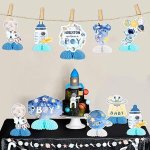 Décorations de fête prénatale sur le thème de l'espace pour garçon, 8 pièces, centres de table en nid d'abeille, planètes, astronautes, décorations de table pour fête prénatale - Product Image 3