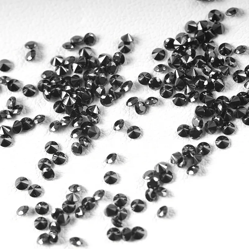Permata berlian bulat Melee SICGEM 2MM hitam Moissanite 1.0 CT Per Pak ukuran kecil longgar Moissanite