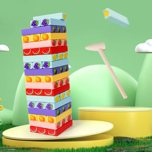 Jeu de construction en bois gravé pour enfants, 54 pièces, écologique, coloré, <span class=keywords><strong>animaux</strong></span> superposés, pour l'équilibre et l'éveil éducatif - Product Image 5