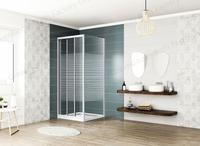 Cabine de douche carrée en verre brossé pour salle de bain d'hôtel avec porte coulissante et receveur de douche