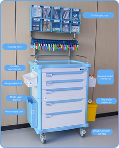 कारखाने थोक एनेस्थीसिया कार्ट अस्पताल एब्स चिकित्सा उपचार ट्रॉली आपातकालीन कार्ट प्रक्रिया कार्ट्स अस्पताल फर्नीचर - Product Image 4