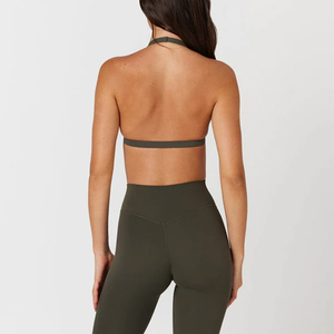Nuevo Sujetador Deportivo Halter Sólido de Alta Calidad para Mujer, Suave como <span class=keywords><strong>la</strong></span> Mantequilla, Elástico, con Copas Extraíbles, Soporte Ligero, Top de <span class=keywords><strong>Yoga</strong></span> - Product Image 5