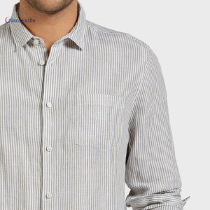 Giantextile primavera abbigliamento migliore vendita <span class=keywords><strong>camicia</strong></span> da uomo <span class=keywords><strong>lino</strong></span> 100% <span class=keywords><strong>verde</strong></span> e bianco a righe a maniche lunghe <span class=keywords><strong>camicia</strong></span> classica per gli uomini - Product Image 4