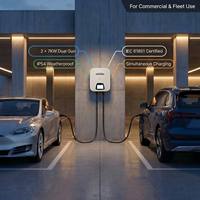 EONDRIVE Chargeur rapide AC mural OCPP1.6 pour véhicules électriques 2*7KW 14KW 2*22KW 44KW Type1 Type2 NACS Station de charge double pistolet IP54
