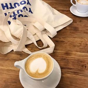Custom Large Heavy Duty Eco Reusable Oversize Canvas Tote Handbag Custom Letter Pattern for Supermarkets - Product Image 4