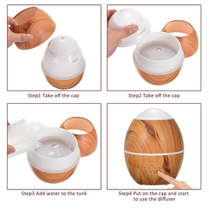 300ml hạt gỗ hình trứng siêu âm hương thơm khuếch tán với đầy màu sắc đèn LED Máy tạo độ ẩm không khí được sử dụng trong khách sạn Thẩm mỹ viện - Product Image 6