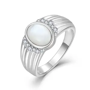 精品珠宝淡水珍珠男女几何锆石定制设计925纯银锆石氧化锆结婚戒指