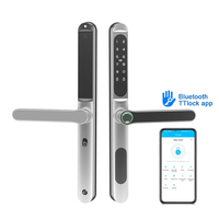Cerradura Inteligente Deslizante para Puerta con Huella Dactilar TTLock, Impermeable, con Desbloqueo por Contraseña/Tarjeta/Llaves, Material de Aleación de Aluminio