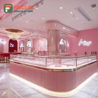 Vitrine de présentation de bijoux personnalisée avec panneau en verre trempé, éclairage LED, étanche, écologique, pour magasin de marque