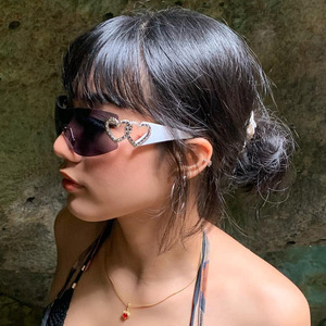 Maidis Futuristic Rimless Sunglasses 8125 One Piece Lens <b>Large</b> <b>Frame</b> Women Heart Shaped UV400 Protection - Product Image 2