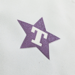 Parches de logotipo de transferencia de calor con purpurina | Etiquetas de ropa y bolsos personalizadas | Material lavable ecológico | Bajo MOQ y servicio OEM - Product Image 2