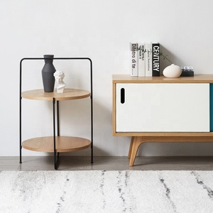 Round Portable Dual <b>Storage</b> <b>Side</b> <b>Table</b> Modern Luxury Metal of Type <b>Table</b> Usage Office Home Room Restaurant Round Made in India - Product Image 5
