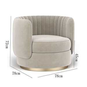 360-degree Rotation Modern Stainless Steel Fabric Upholstered Tufted Leisure Chair for <b>Living</b> <b>Room</b> - Product Image 2