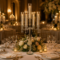 Candélabre en cristal pour mariage à 9 bras, décoration d'intérieur, candélabre en cristal à 5 bras, centre de table de mariage