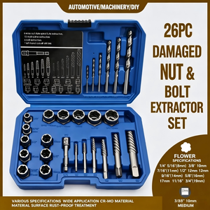 Bolt <b>Screw</b> Remover 26 Piece Set Spiral Flute Extractor Imperial Size Damaged <b>Screw</b> Repair Tool Kit - Product Image 4