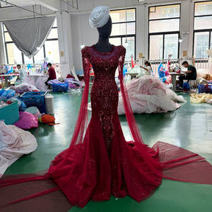Mc054 Burgundy Ball Gown Party Prom <b>Dress</b> Boat Neck off Shoulder <b>Appliques</b> Beaded Embroidered Chapel Train Sheer Mesh for - Product Image 1