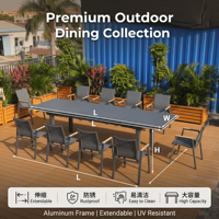 Table de pique-nique extensible d'extérieur Alibaba en aluminium imperméable pour 10-12 personnes – Offre spéciale