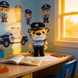 Jouets en peluche personnalisés, poupée en peluche de policier tigre, logo/nombre brodable modifiable, cadeaux promotionnels de <span class=keywords><strong>police</strong></span> sur mesure - Product Image 2