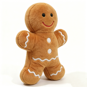 Peluche Personalizado de Hombre de Jengibre Navideño, Color Marrón Suave con Bordado Blanco, Adorable Hombre de Jengibre para las Fiestas - Product Image 1