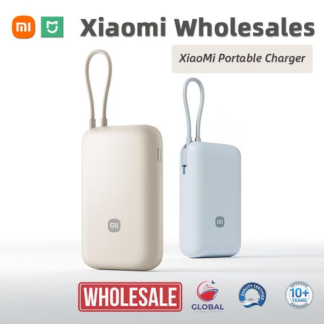 100% Original Mi Integrated Cable Power Bank P15ZM1 - 10000mAh 33W 3C Certified Portable Charger Bulk MOQ 10