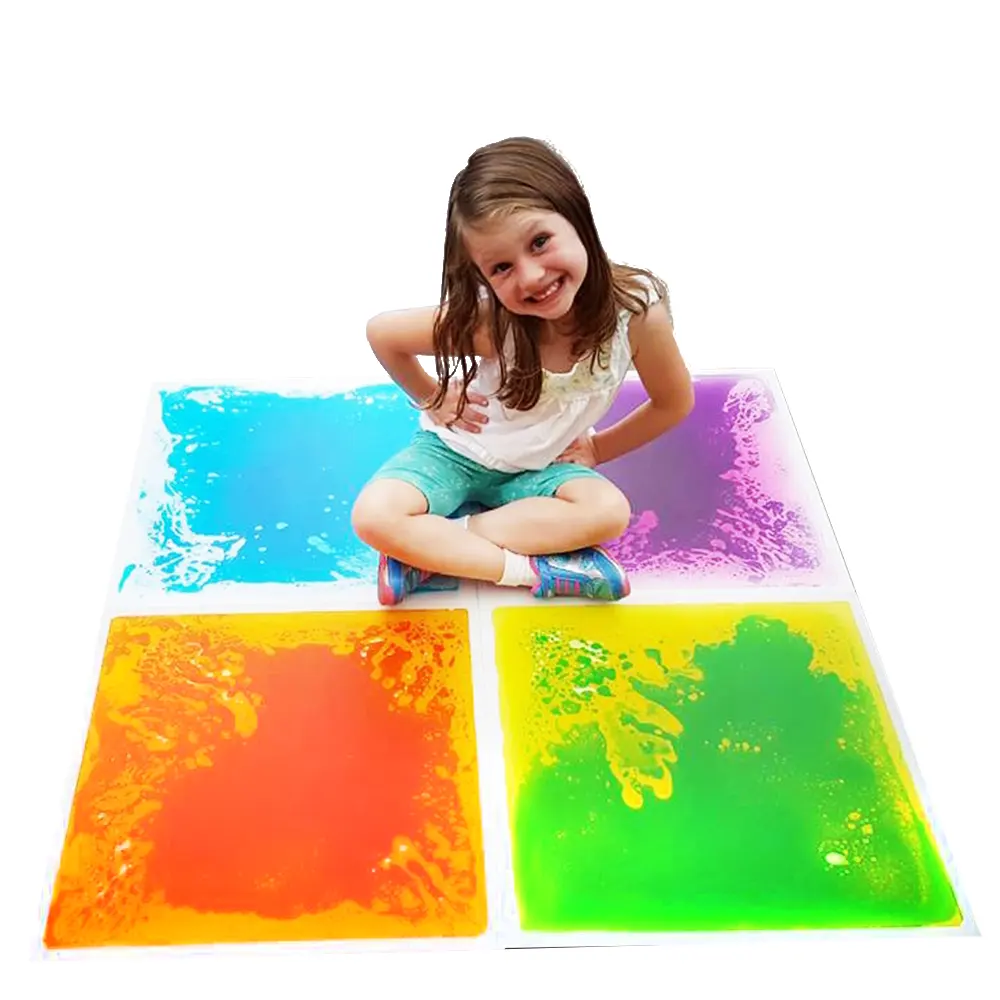 Azulejos líquidos 3d dinámicos para sala de juegos para niños, gel que cambia de color, suelo sensorial