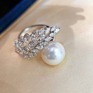 Anillo Ajustable de Plata Pura con Incrustaciones de Perlas Naturales, Estilo Europeo Americano, Joyería de Lujo, Temperamento, Simple, con Circonita, Caja de Regalo Moderna - Product Image 4