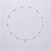 Collier ras du cou classique pour femme en argent S925 plaqué rhodium avec perle d'eau douce flottante délicate
