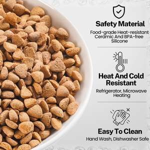 Mangkuk kucing keramik ramah kumis dengan alas bawah silikon antiselip untuk memberi makan kucing dalam ruangan, anak kucing dan anjing kecil - Product Image 2