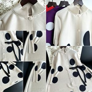 SY3810 <span class=keywords><strong>abiti</strong></span> a pieghe Miyake da donna Casual elegante manica lunga <span class=keywords><strong>con</strong></span> lacci monopetto <span class=keywords><strong>abiti</strong></span> a pois da donna - Product Image 6