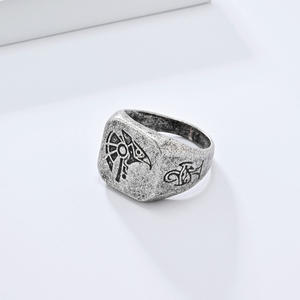 Vintage Distressed Egyptian Pharaoh Horus Sky God <b>Titanium</b> Steel <b>Ring</b> For <b>Men</b> Unique Artistic Jewelry - Product Image 4