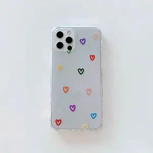 Graffiti capa de celular de arte luxuosa, design de coração de impressão uv de design simples para iphone 12 pro