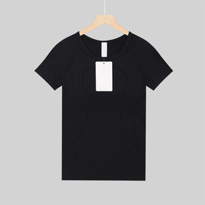 Wholesale Lulu New Women's Short Sleeved Athlete <strong>Tech</strong> Top Breathable Fitness Yoga <strong>Outfit</strong> With Gingham Pattern for T-shirt - Product Image 4