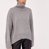 Pull en cachemire personnalisé pour femme, tricoté, col roulé, idéal pour l'hiver