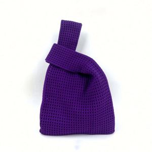Knitted Women Knitting Hollow Handbag Purse Fur Handmade Crochet Knot Wrist Tote Bag - Product Image 3