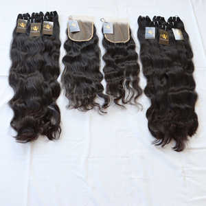 Fournisseur d'extension de cheveux humains de haute qualité Faisceaux de cheveux bruts avec fermetures suisses Vendeur de cheveux de temple indien bruts vierges non transformés - Product Image 1