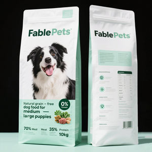 Sacchetto di plastica personalizzato OEM di grandi dimensioni 5kg 10kg 15kg manico fondo piatto richiudibile cerniera Pet cane cibo sacchetto - Product Image 4