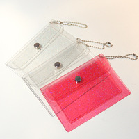 Porte-monnaie Kawaii avec porte-clés, porte-cartes en PVC transparent, étui à rouge à lèvres scintillant, sac de rangement mignon, porte-clés organisateur