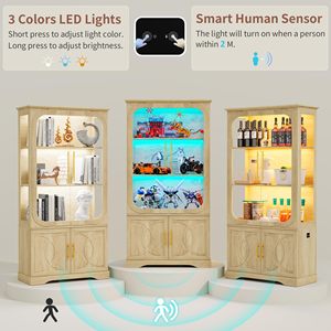 Vitrine moderne SENYU à arceaux avec étagères réglables, 5 étagères, meubles de salon en bois - Product Image 2