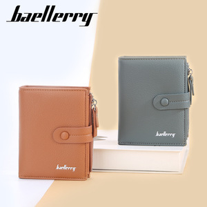 Cartera corta Baellerry para mujer, de piel sintética con diseño de lichi, múltiples ranuras para tarjetas, cierre de hebilla y cremallera, moderna y pequeña. - Product Image 3