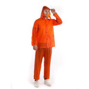 Ensemble imperméable léger en PVC pour adulte, veste et pantalon, orange, pour le travail en extérieur, le camping et les trajets quotidiens - Product Image 1