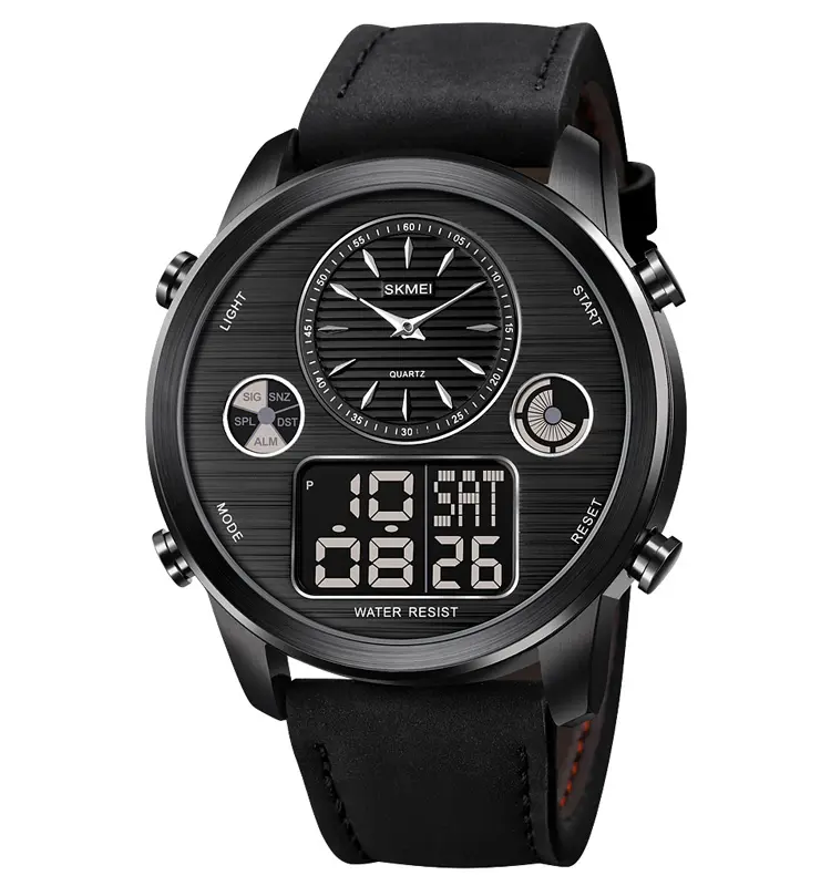 Skmei 1653 World Time Watch Leather Strap Chronograph Watch Montre Homme Made in China Watch