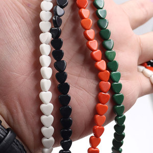 Pietra naturale a forma di cuore e stella perline sfaccettate bianco nero verde arancio 6*6mm perlina di pietra di ossido di anione per la creazione di gioielli - Product Image 5
