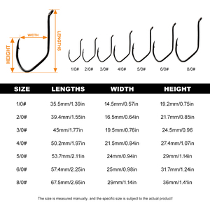 1/0 ~ 8/0黑镍高碳钢强力鲶鱼钩深海鲈鱼钩大河带倒钩和环路海流 - Product Image 2