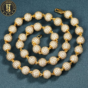 Toplu toptan Hip Hop pirinç 10mm elmas 18k altın kaplama <span class=keywords><strong>Mrice</strong></span> kaplamalı zirkon boncuk kolye kadın erkek takı - Product Image 1